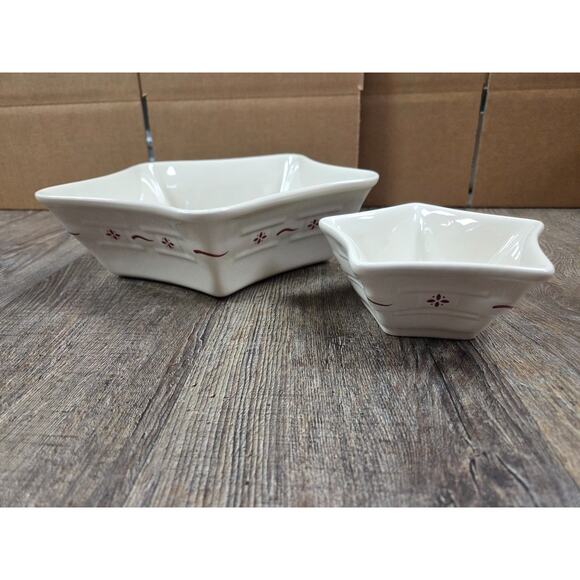 Longaberger Woven Traditions Red Star Shaped Bowl Large Small Pair Lot of 2 - Picture 1 of 6